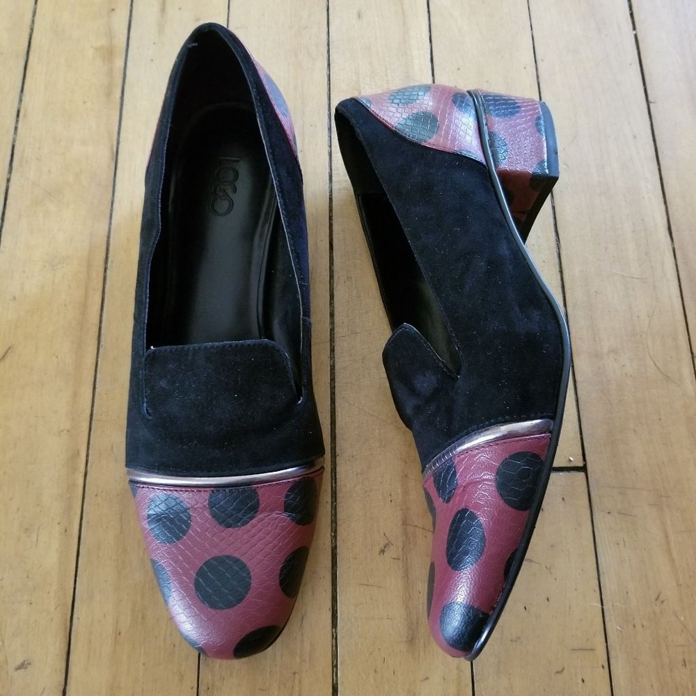 LOGO 7.5M MADELINE Loafers Heels‎ Shoes Red Black Ladybug Career Office